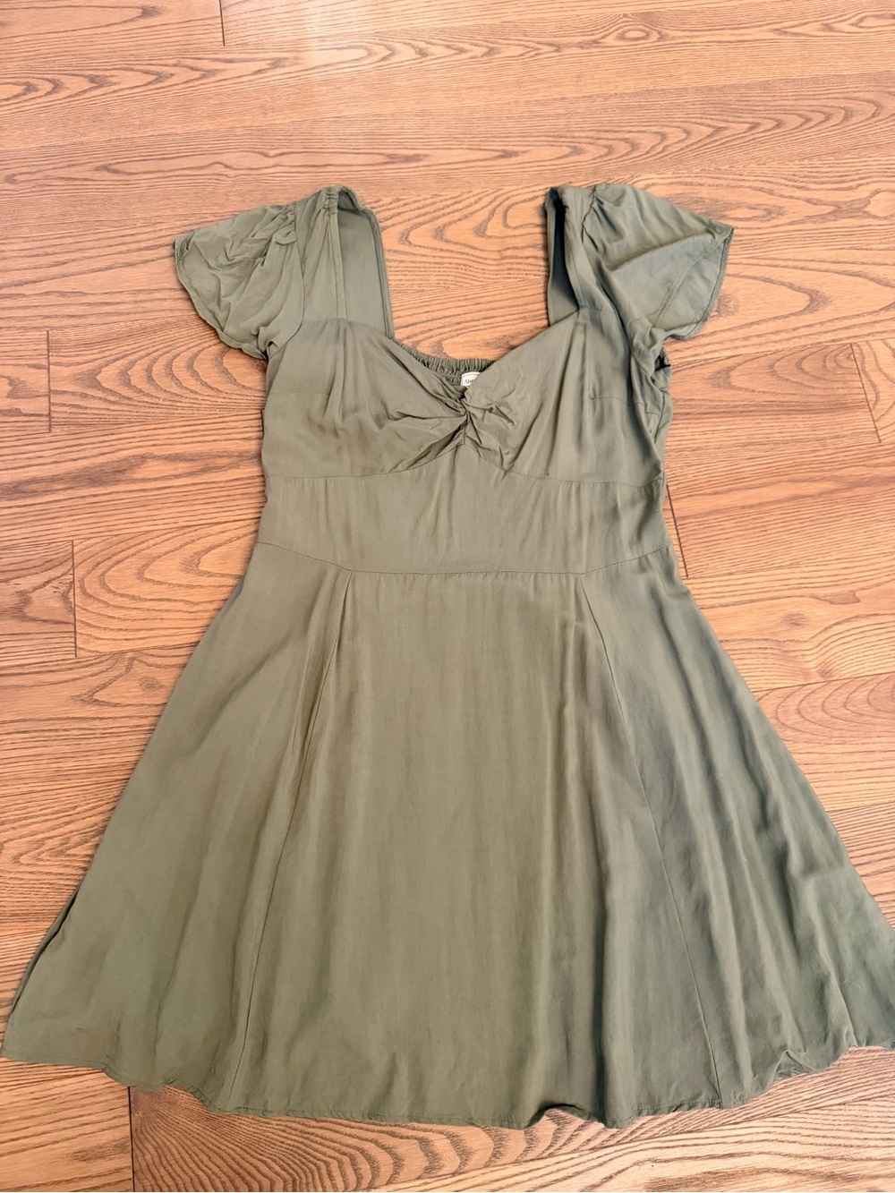 Abercrombie Olive Green Flutter Sleeve A-Line Dress